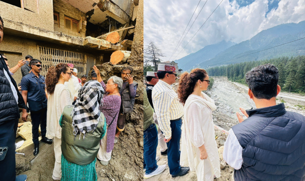 মানালিতে ভয়াবহ ক্ষতি। পাশে আছেন Kangana Ranaut