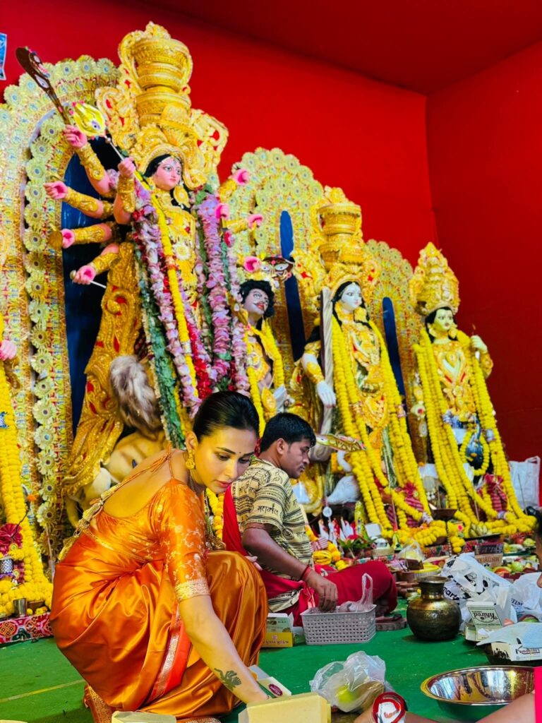 Mimi Chakraborty durga puja look