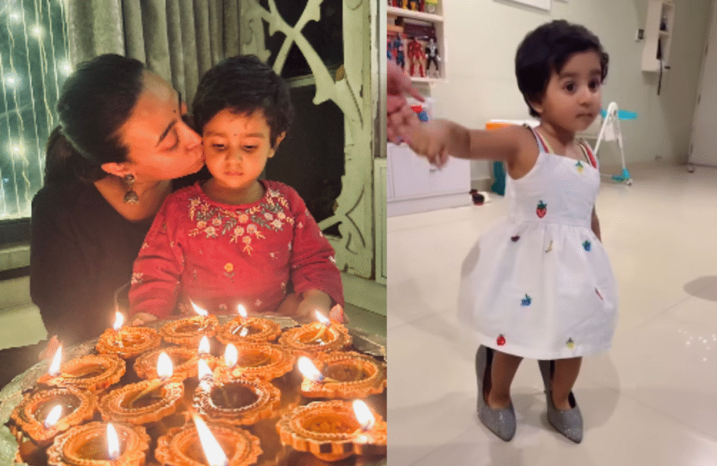 Baby Yalini Diwali celebration : Raj Chakraborty’s daughter Yalini : Subhashree Ganguly’s daughter